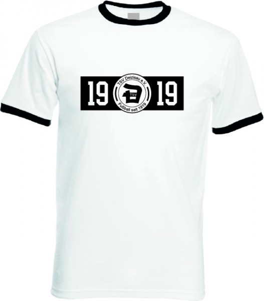 Ringer T-Shirt weiß/schwarz Unisex inkl. Druck