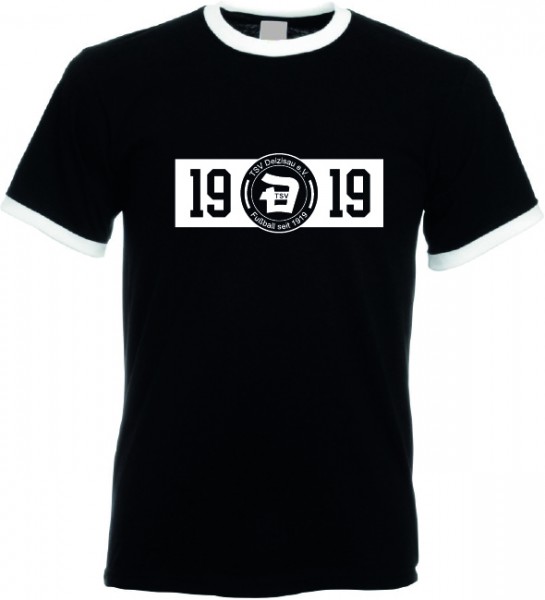 Ringer T-Shirt schwarz/weiß Unisex inkl. Druck